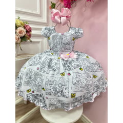 Vestido Infantil Livro Colorir Pinte e Lave + Canetinhas 12 Cores Festas
