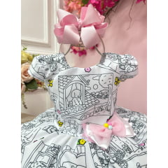 Vestido Infantil Livro Colorir Pinte e Lave + Canetinhas 12 Cores Festas