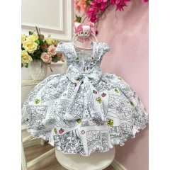 Vestido Infantil Livro Colorir Pinte e Lave + Canetinhas 12 Cores Festas