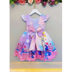 Vestido Infantil Lilo Stitch e Angel Apaixonados Colorido