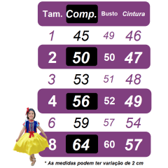 Vestido Infantil Princesa Branca de Neve C/ Babados Strass