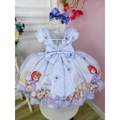 Vestido Infantil Princesa Sofia Jardim das Borboletas Pérola