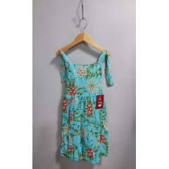 Vestido Infantil Casual Primavera Azul Florido Colorido Luxo