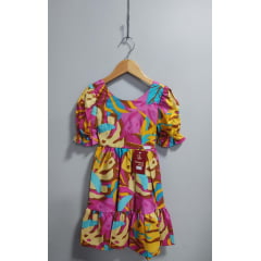 Vestido Infantil Casual Primavera Marsala Florido Colorido