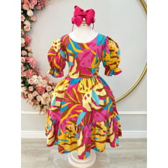 Vestido Infantil Casual Primavera Marsala Florido Colorido