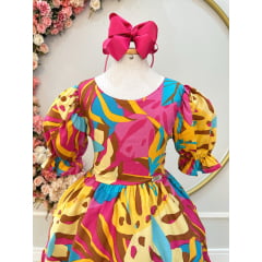 Vestido Infantil Casual Primavera Marsala Florido Colorido