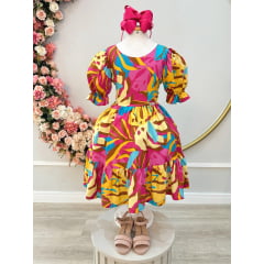 Vestido Infantil Casual Primavera Marsala Florido Colorido