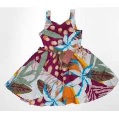 Vestido Infantil Casual Primavera Verão Marsala Florido