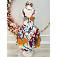 Vestido Infantil Casual Primavera Verão Marsala Florido