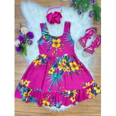 Vestido Infantil Casual Primavera Verão Pink Florido Colorido