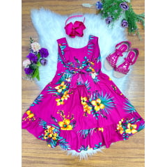Vestido Infantil Casual Primavera Verão Pink Florido Colorido