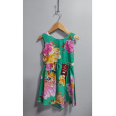 Vestido Infantil Casual Primavera Verão Verde Florido