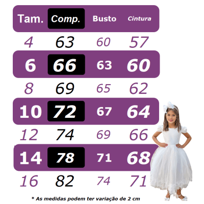 Vestido Infantil de Alça Branco Saia C/ Glitter e Broche Festas