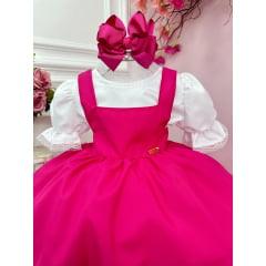Vestido Infantil Pink Jardineira Jardim das Borboletas