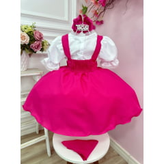 Vestido Infantil Pink Jardineira Jardim das Borboletas