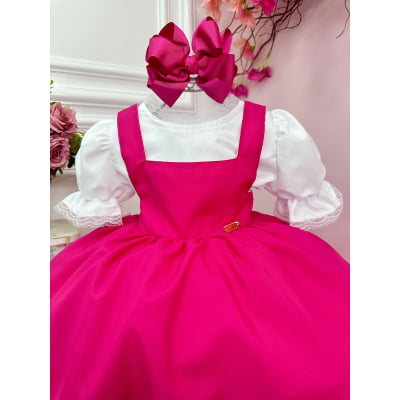 Vestido Infantil Pink Jardineira Jardim das Borboletas