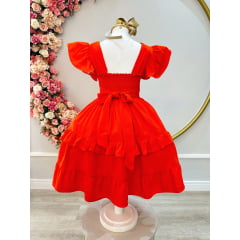 Vestido Infantil Primavera Verão Casual Laranja Luxo