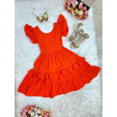 Vestido Infantil Primavera Verão Casual Laranja Luxo