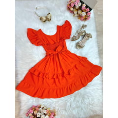 Vestido Infantil Primavera Verão Casual Laranja Luxo