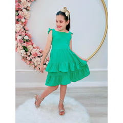 Vestido Infantil Verde Bandeira de Alça Casual Luxo