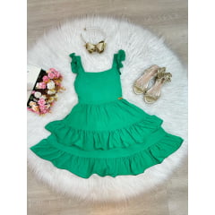 Vestido Infantil Verde Bandeira de Alça Casual Luxo