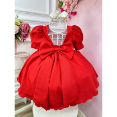 Vestido Infantil Vermelho Broche Flores Aplique Borboletas