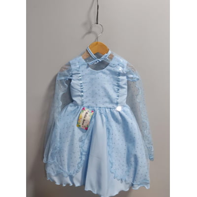Vestido Infantil Frozen Anna Elza Azul Festas Luxo