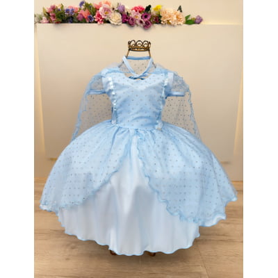 Vestido Infantil Frozen Anna Elza Azul Festas Luxo Vestido Infantil Frozen Anna Elza Azul Festas Luxo