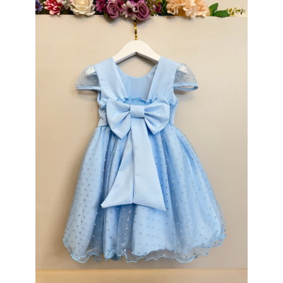 Vestido Infantil Frozen Anna Elza Azul Festas Luxo