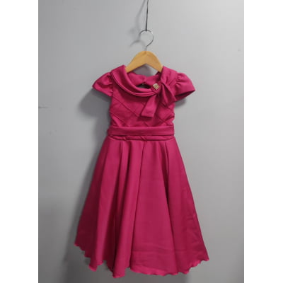 Vestido Infantil Pink Busto Nervura Formaturas Damas