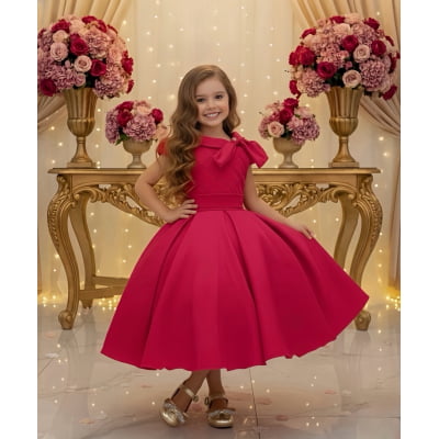 Vestido Infantil Pink Busto Nervura Formaturas Damas Vestido Infantil Pink Busto Nervura Formaturas Damas
