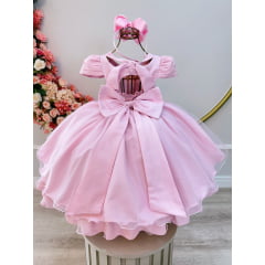 Vestido Infantil Rosa Claro Busto Com Nervura Damas Festas