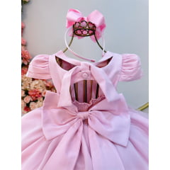 Vestido Infantil Rosa Claro Busto Com Nervura Damas Festas