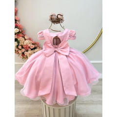 Vestido Infantil Rose Busto Nervura Daminhas Festas