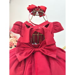 Vestido Infantil Vermelho Busto Com Nervura Damas Festas