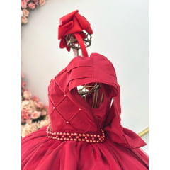 Vestido Infantil Vermelho Busto Com Nervura Damas Festas