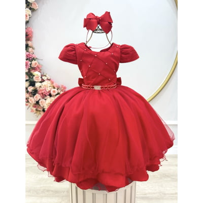 Vestido Infantil Vermelho Busto Com Nervura Damas Formatura Vestido Infantil Vermelho Busto Com Nervura Damas Formatura