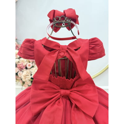 Vestido Infantil Vermelho Busto Com Nervura Damas Formatura