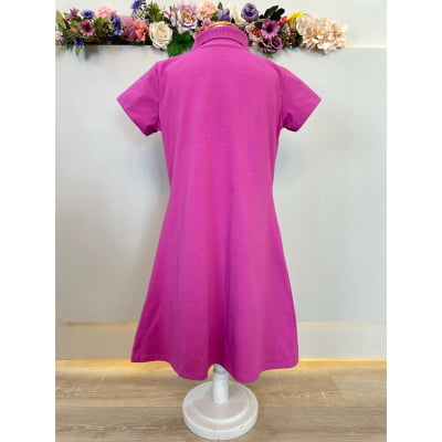 Vestido Juvenil Malha Fúcsia Casual Confort
