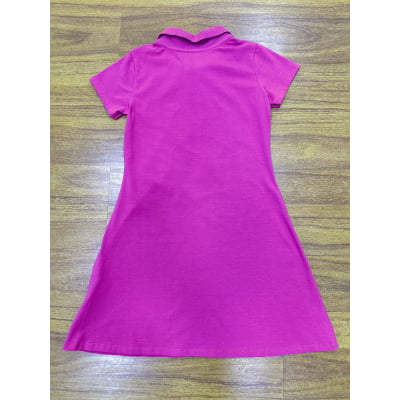 Vestido Juvenil Malha Fúcsia Casual Confort