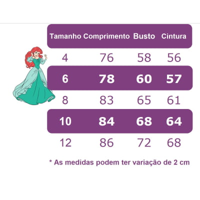 Vestido Infantil Ariel Princesa C/ Renda e Cinto de Pérolas