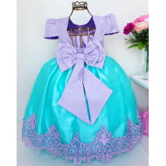 Vestido Infantil Ariel Princesa Luxo Renda Realeza Festas