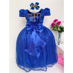 Vestido Infantil Azul Royal Damas de Honra Casamento Luxo
