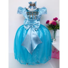 Vestido Infantil Azul Tifanny Damas de Honra Casamento Luxo