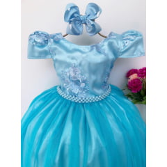 Vestido Infantil Azul Tifanny Damas de Honra Casamento Luxo