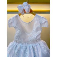 Vestido Infantil Branco C/ Renda Realeza Daminhas Festas