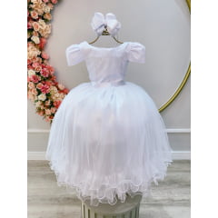 Vestido Infantil Branco C/ Strass Casamentos Luxo