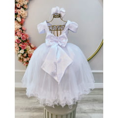 Vestido Infantil Branco C/ Strass Casamentos Luxo