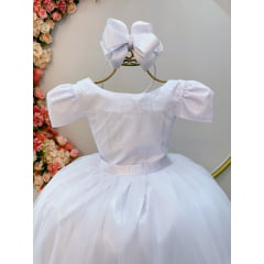 Vestido Infantil Branco C/ Strass Casamentos Luxo