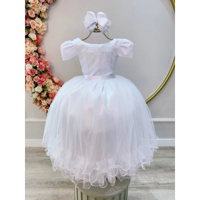 Vestido Infantil Branco C/ Strass Casamentos Luxo Vestido Infantil Branco C/ Strass Casamentos Luxo
